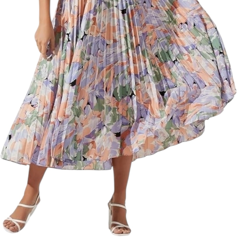 ASTR The Label Blyth Purple Coral Floral Pleated Dress – Size M - Picture 16 of 16
